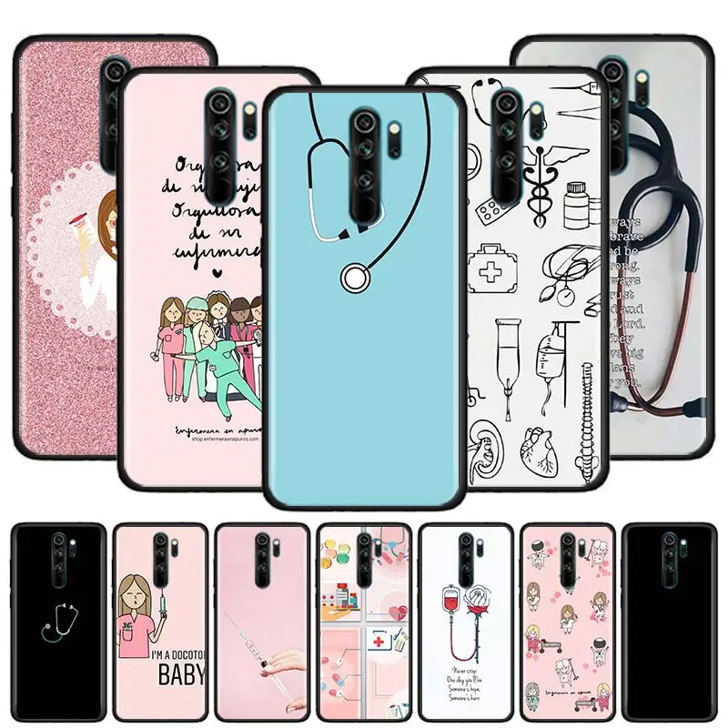 Nurse Medical Medicine Case For Xiaomi Redmi Note 9S 8T 8 7 9 9A 9C K30 Pro 8A 7A 6 Black Silicone Phone Cover Sac