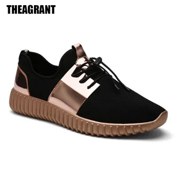 

THEAGRANT 2019 Fashion Casual Shoes Men Breathable Flat Sneakers Lace Up Gold Unisex Couple's Shoes Footwear Big Size MSN2007