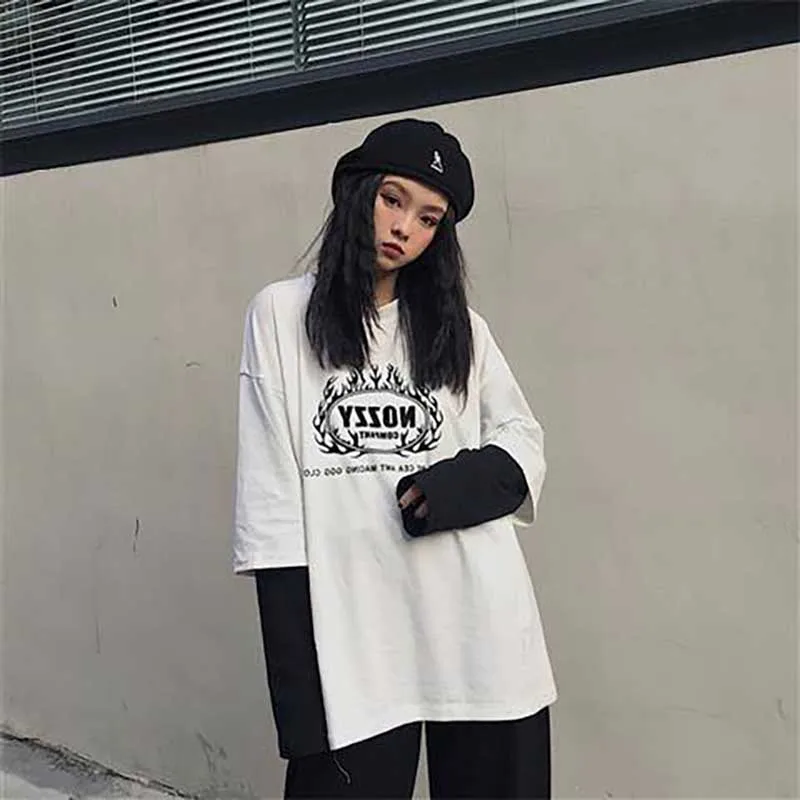 NiceMix Harajuku стиль с буквенным принтом Футболка уличная одежда свободная футболка с короткими рукавами для мужчин и женщин одежда Топ