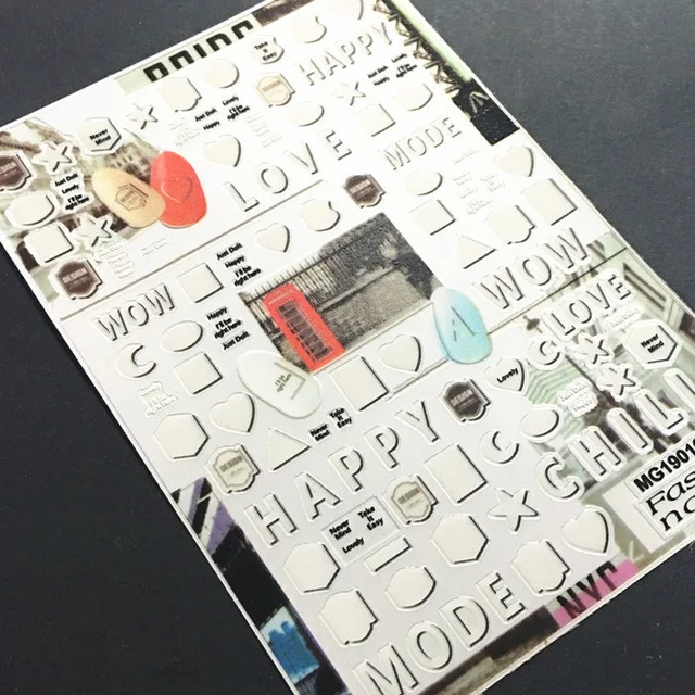 Newest MG505-02 lable design nail stickers 3d Japan Korea style nail decals self-adhesive DIY nail decoration tools Cream