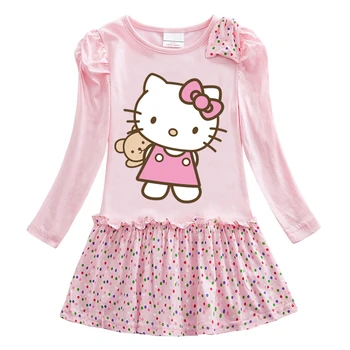

Hello Kitty Baby Girl Dress Kids Clothes Princess Dresses for Party Birthday Cotton Autumn Long Sleeve Children Clothing Costume
