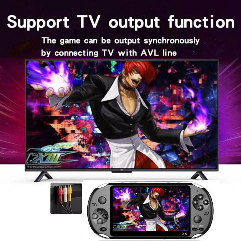 X12 Retro Video Game Console 8G 64/128 Bit HD Color LCD Screen Kid Portable Handheld Game Player With 3000+ Games Support TV Out