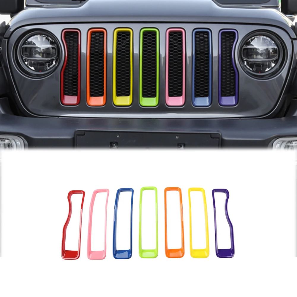 

Car Front Grille for Jeep Wrangler JL 2018+ Grille Mesh Decoration Cover Ring Inserts Trim Frame Network Accessories Sticker