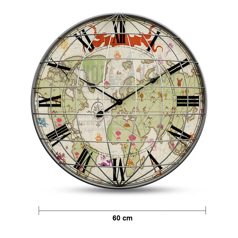Wall Clock Modern Design For Living Room European Wall Watch Home Decor Retro 3D Wall Hanging Large Metal Clocks BB50W