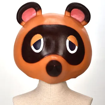 

2020 Animal Crossing Raccoon Tom Nook Masks Halloween Fancy Party Dress Costume Full Head Latex Mask for Kids Adult Cosplay Prop