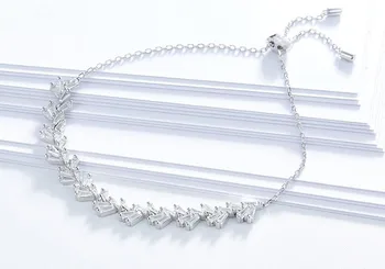 

925 Sterling silver gorgeous CZ Crystal snow Bracelet Fashion geometric Snowflake silver bangle Adjustable Chain Link jewelry