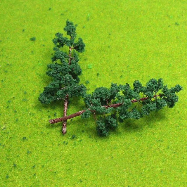 D8030 20pcs OO HO Scale Train Layout Model Trees Iron Wire 7.5cm 1:87 Deep Green Model Tree