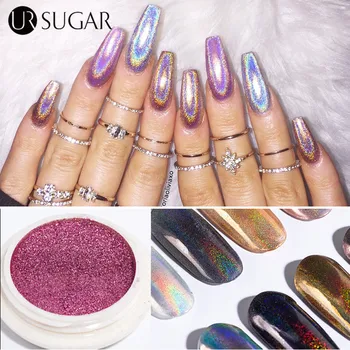 

Holographics Nail Glitter Powder Shining Laser Nail Art Chrome Pigment Dust Mirror Effect Gradient Glitters Nail Art Decoration