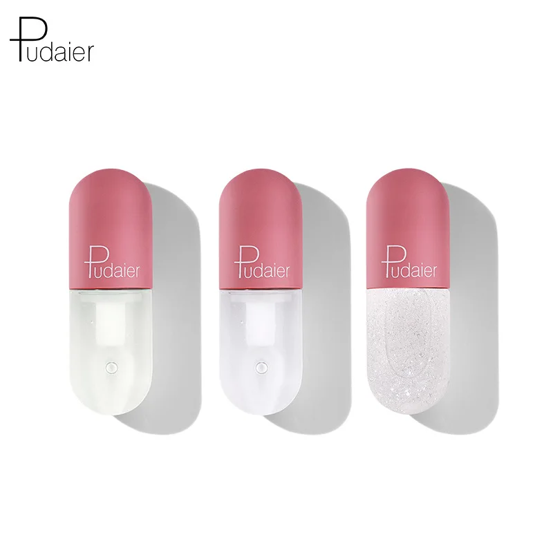 Pudaier Lip Gloss Mini Capsule Tube Moisturize Clear Lip Gloss Change Color Plumping Lipgloss Glitter Makeup Glossier Lip Tint