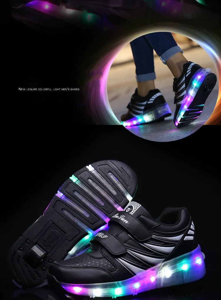 Новые детские роликовые коньки для мальчиков и девочек, автоматический Jazzy светодиодный, мигающий, Детские кроссовки с одним/двумя колесами