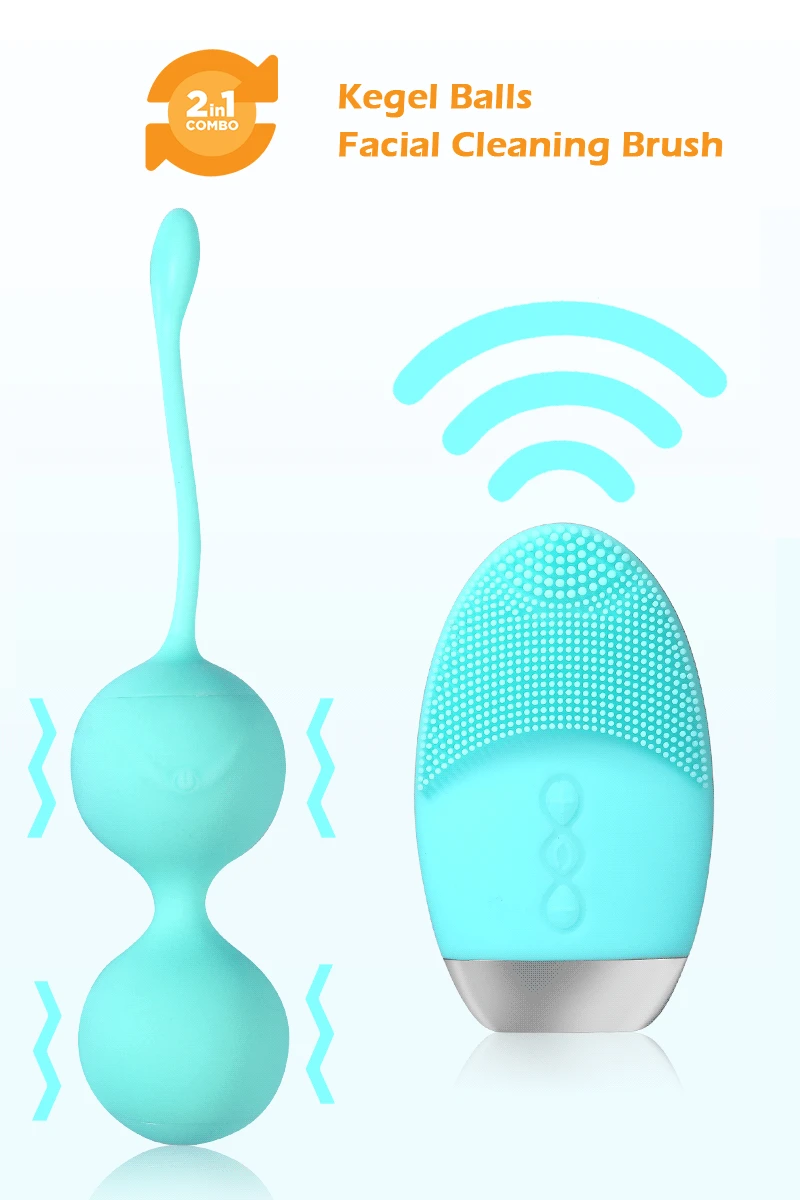 Vaginal Exercise Kegel Balls 10 Speed Vibrating Eggs & Facial Cleansing Brush Wireless Control Vibrator Adult Sex Toys for Women 2