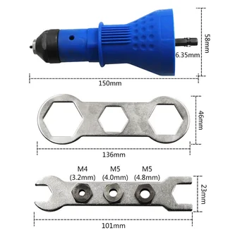 

1PC Electric Rivet Nut Gun Riveting Tool Cordless Riveting Drill Adaptor Insert Nut Tool Riveting Drill Adapter 2.4mm-4.8mm