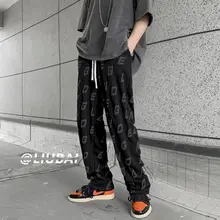 

Hip-hop Pants Men Women Three-dimensional Letter Trousers High Waist American Casual Pant High Street Drape White Male Bottoms