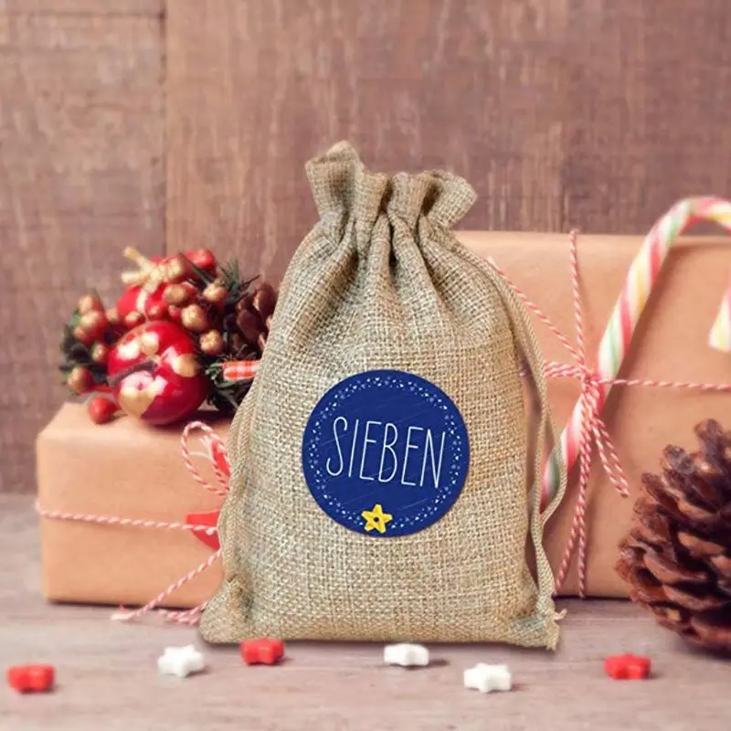 24Pcs Candy Bags Advent Christmas Calendars Linen Filling Bag with Number German Stickers | Дом и сад