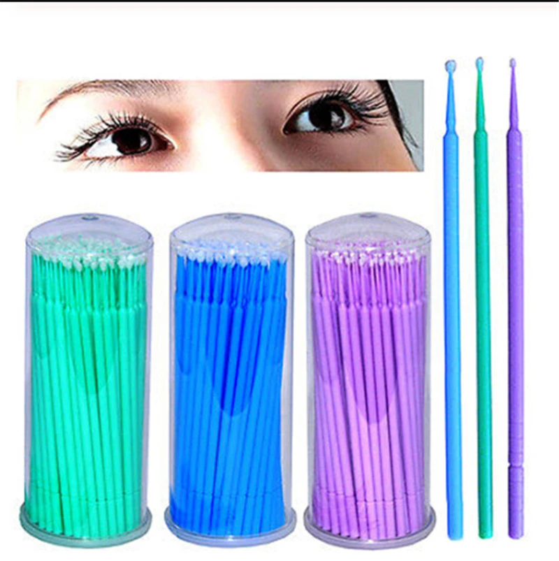 

100PCS/Lot Disposable Microbrushes Candy Color Cotton Swabs Applicators Eyelash Individual Extension Tools Eyelashes Remover