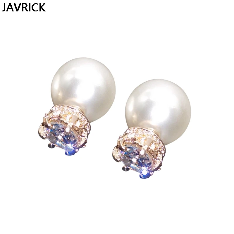 

Vintage Pearl Earring AAA Zirconic Stud Earrings Reversible Wear Fashion Jewelry