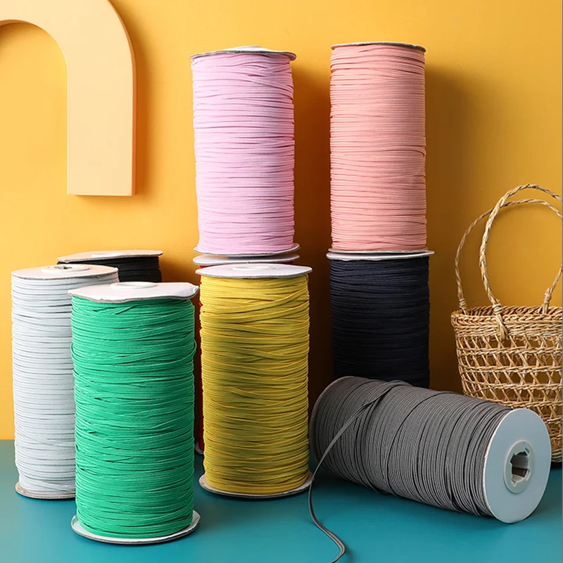 5yards/Lot 3mm Elastic Ribbon Sewing Band Fiat Rubber For Waist Stretch Rope DIY Mask Lanyard | Дом и сад