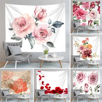 

Beautiful Flowers Tapestry Wall Hanging Walls Cloth Tapestries Carpets Dorm Art Decor Polyester Picnic Beach Towel