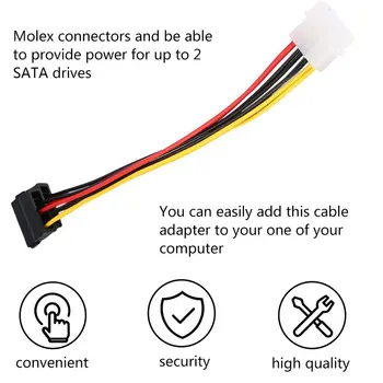 

4 Pin IDE Molex to 2 of 15 Pin Serial ATA SATA HDD Power Adapter Cable Lightweight Y Splitter Dual Hard Drive Cable