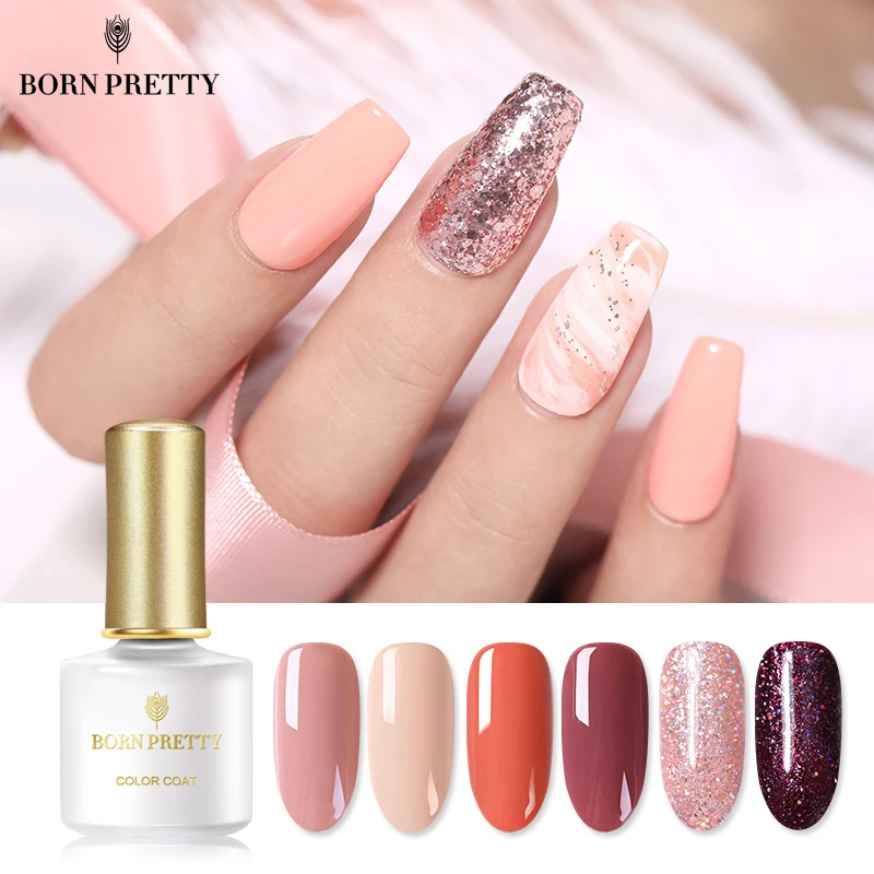 

BORN PRETTY Living Coral Color Gel Polish 6ml Shimmer Glittery Rose Pink Soak Off Nail Art Gel varnish Gel Varnish