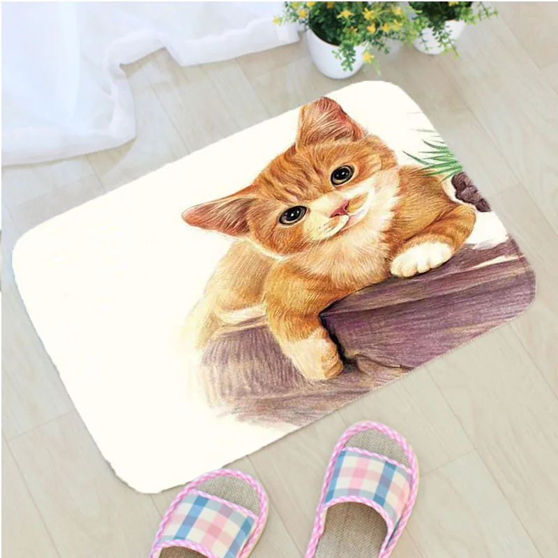 

Cute Cat Dog Doormat Flannel Creative Dog Cat Printing Non-slip Floor Mat Home Decor Door Mat Deurmat Badmat Tapis de bain