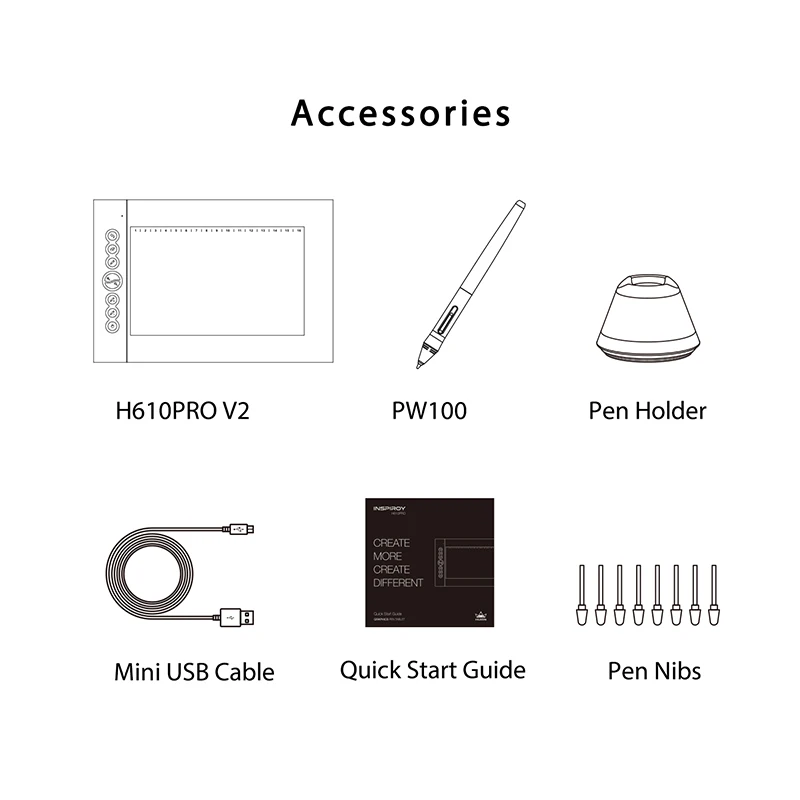 Графический планшет HUION H610 Pro V2 цифровая ручка для рисования с давлением 8192