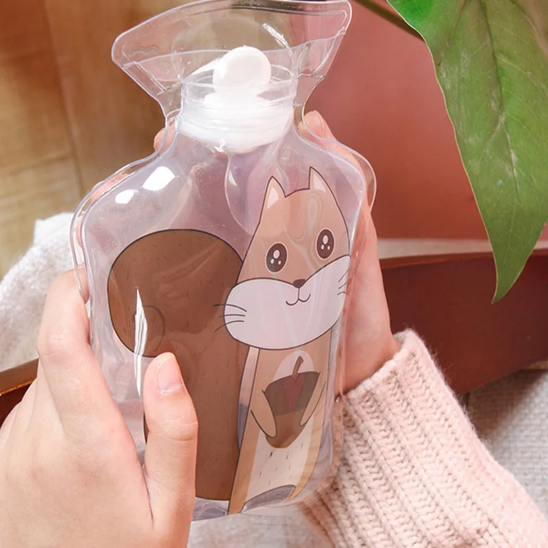 1Pcs Cartoon Transparent Warm Hand Water-Filling Hot Water Bottles Mini Fashion Removable Washable Student Warming Products