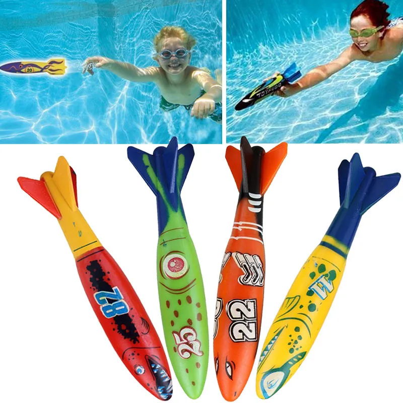 Diving Torpedo Rocket Throwing Toys Pool Diving Game Summer Torpedo Robber Child Underwater Diving Stick Water Toy 18-22pcs 5
