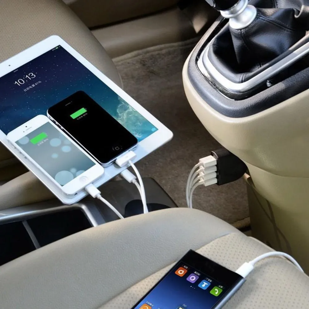 Автомобильные аксессуары 2.1A 4 USB порта автомобильное зарядное устройство адаптер автомобильного прикуривателя разъем для IPhone Samsung LG HTC