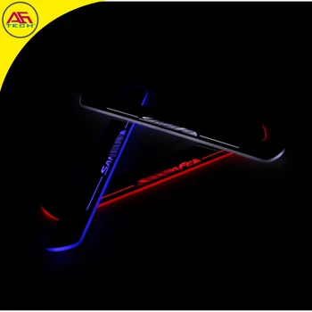 

White red blue light moving welcome pedal strip threshold door sill protective pedal door scuff plates for Hyundai IX45 Santafe