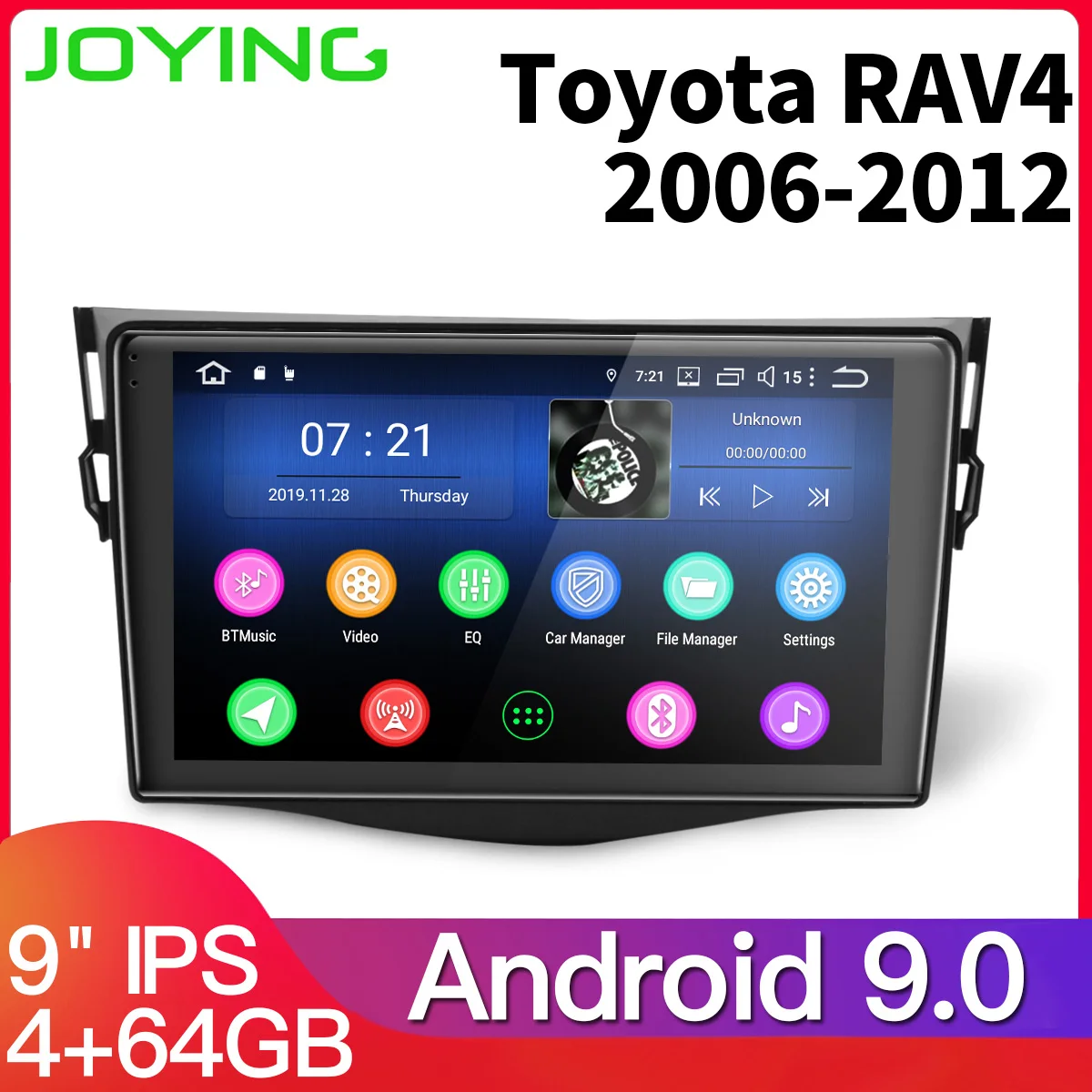 9'' IPS screen android 9.0 car head unit multimedia player for Toyota RAV4 RAV 4 2007 2008 2011 car stereo radio with 4+64GB