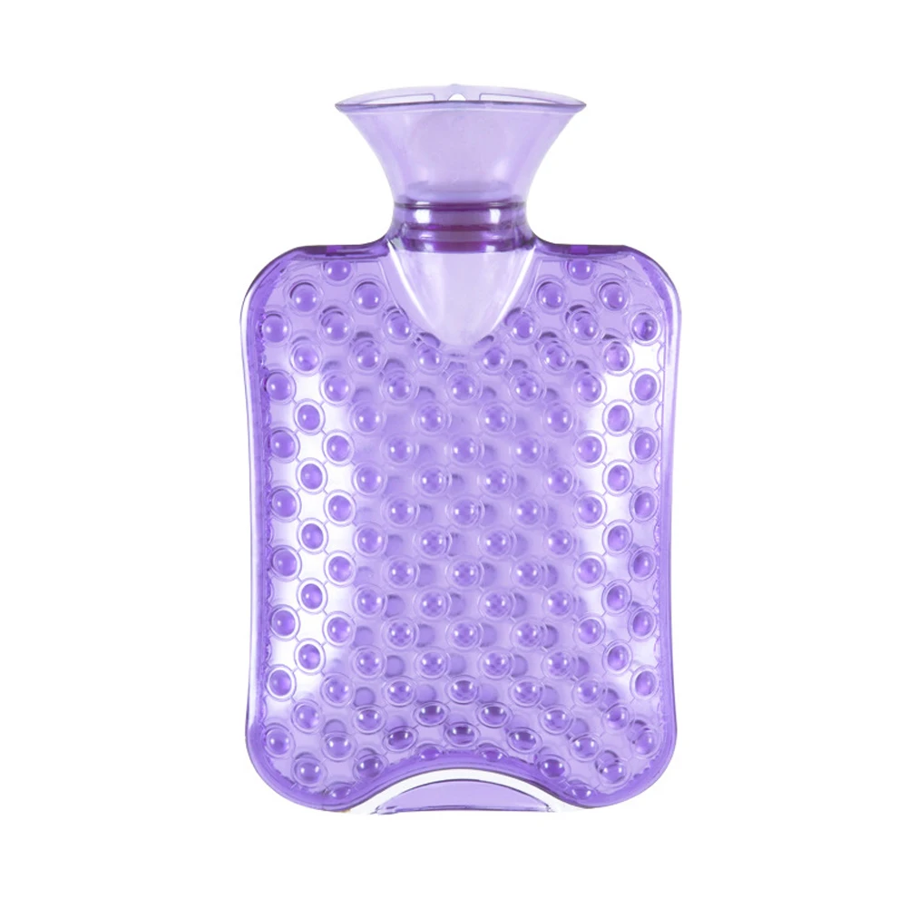 Purple 2000ml Наполненная водой бутылка для горячей воды с подогревом Массажная прозрачная грелка для рук термонагрев домашний взрывозащищенный расслабляющий безопасный ПВХ - Цвет: Purple 2000ml