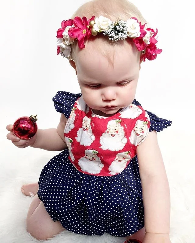 New Style Christmas Newborn Baby Girls Clothes Floral Cotton Sleeveless Romper Jumpsuit Outfit Baby Clothing