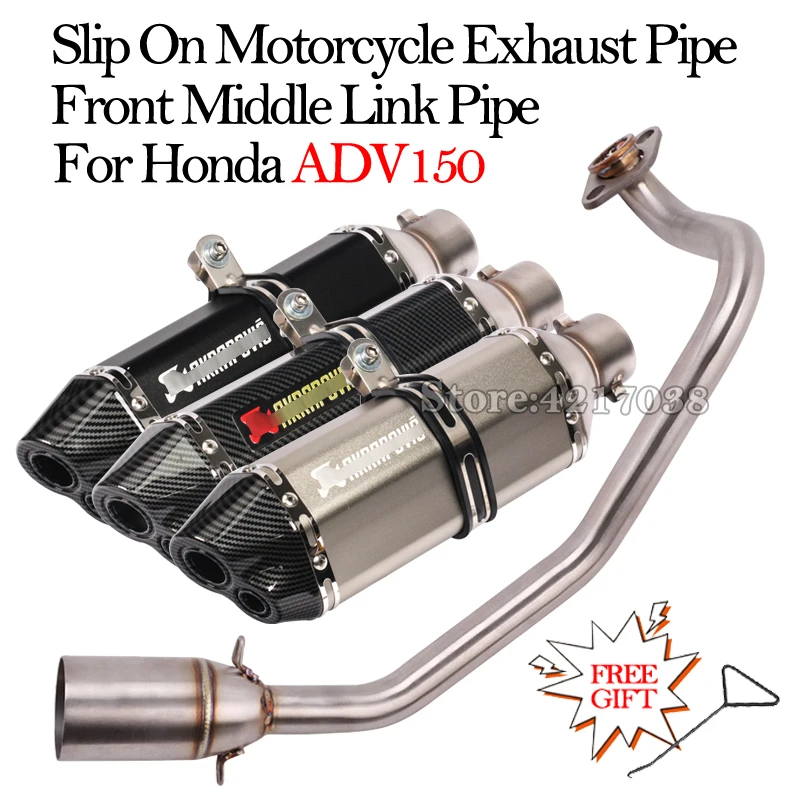 

Full System Motorcycle Exhaust Muffler Escape Moto 51mmDouble Hole Modified With Front Middle Link Pipe For Honda ADV150 ADV-150