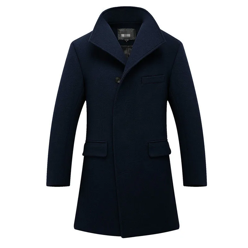 Mens Overcoat Long Thick Wool Coat Slim Fit Stand Collar Blue Woolen Coat Winter Casual Streetwear Men Blend Coat Plus Size 3xl Mens Overcoat Long Thick Wool Coat Slim Fit Stand Collar Blue Woolen Coat Winter Casual Streetwear Men Blend Coat Plus Size 3xl