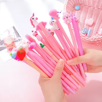 

Free shipping 20 pc/lot Cartoon 0.5 mm black gel pens writing pen kawaii stationery office school supplies papelaria kids gifts