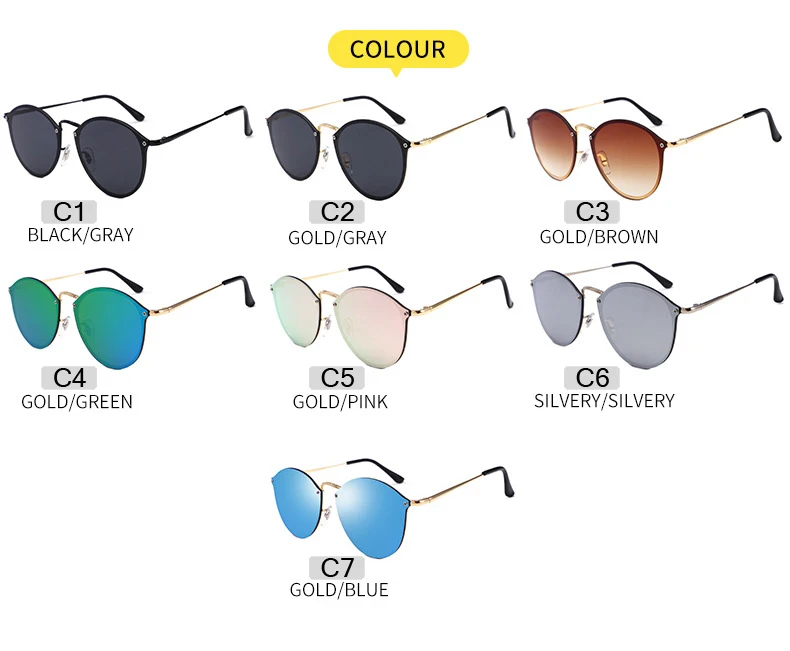 Новая металлическая круглая рамка в стиле ретро бескаркасная цветная пленка для солнцезащитных очков Модные трендовые солнцезащитные очки мужские и женские солнцезащитные очки UV400