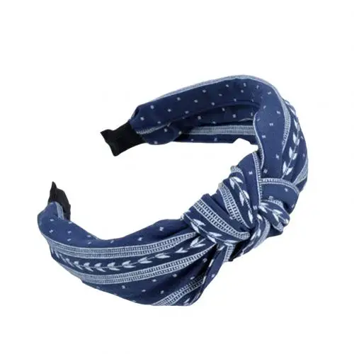 Navy Blue Женская Мода Милая ткань Завязывающиеся листья широкая лента для волос повязка для волос для девочек инструмент для укладки волос аксессуары для волос - Цвет: Navy Blue