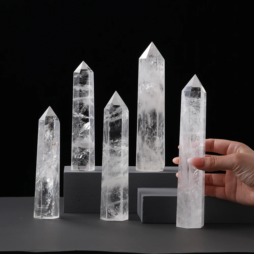 Big wand Natural Crystal Clear Quartz Transparency Quartz Point Healing Stone Hexagonal Prisms  Obelisk Wand Stone Home Decor