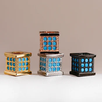 

Fashion Cube Shape Blue CZ Loose Beads Classic Copper Beads Diy Jewelry Making Bracelet Necklace Accessories
