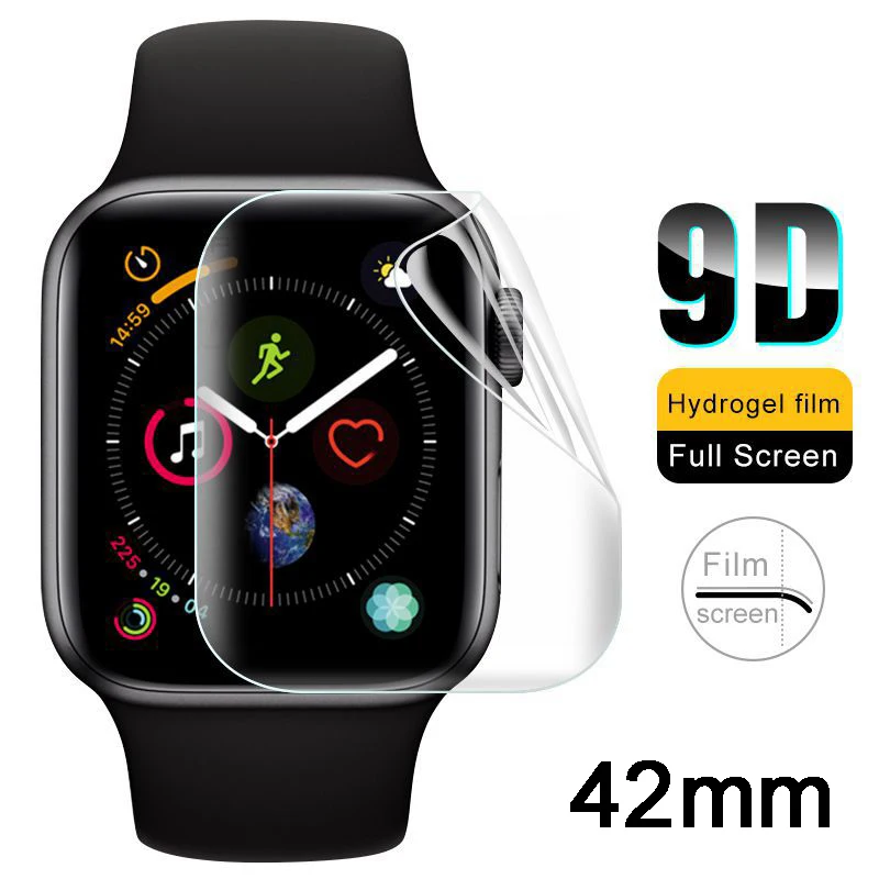 42mm Экран протектор для наручных часов Apple Watch 38 мм, 42 мм, 40 мм 44 9D гидрогель пленка из закаленного Стекло для наручных часов iwatch, 5/4/3/2/1 защитный Стекло пленка - Цвет: 42mm