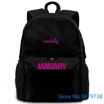 

Panda January Birthday Cute Girls Harajuku Black Hip Hop Lady New Cute women men backpack laptop travel school adult