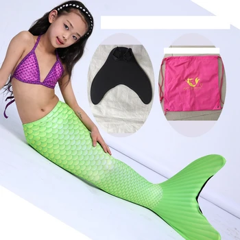 

One Piece Swimsuit Thicken Lycra Swimwear Ankle + Fishtail Mermaid Coloful Swimsuit Children's Cosplay Kids Swimming Flipper