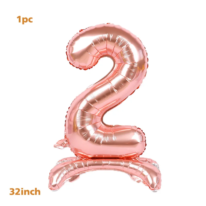 rose gold 2 Само стоячие 32 дюймов Количество воздушных шаров из розового золота цифра воздушный шар из фольги одежда для свадьбы, дня рождения украшения год поставки мяч - Цвет: rose gold 2