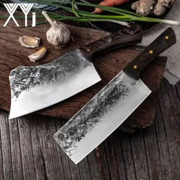 

XYj Cleaver Knife Professional Forged Knife Chinese Meat Chopping Cutting Bone Forged Steel Wenge Wood Handle Kitchen Cutlery