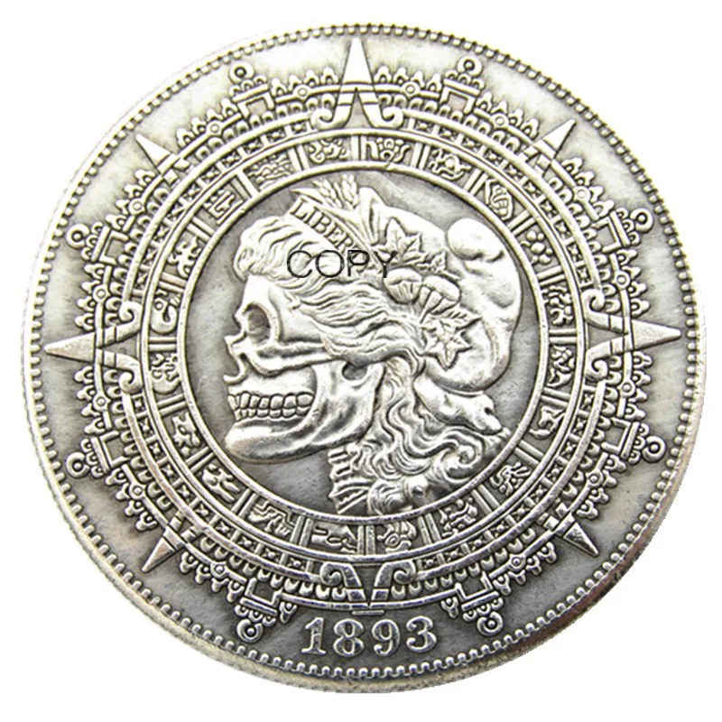 

HB(149)US Hobo Morgan Dollar Skull Zombie Skeleton Silver Plated Copy Coins