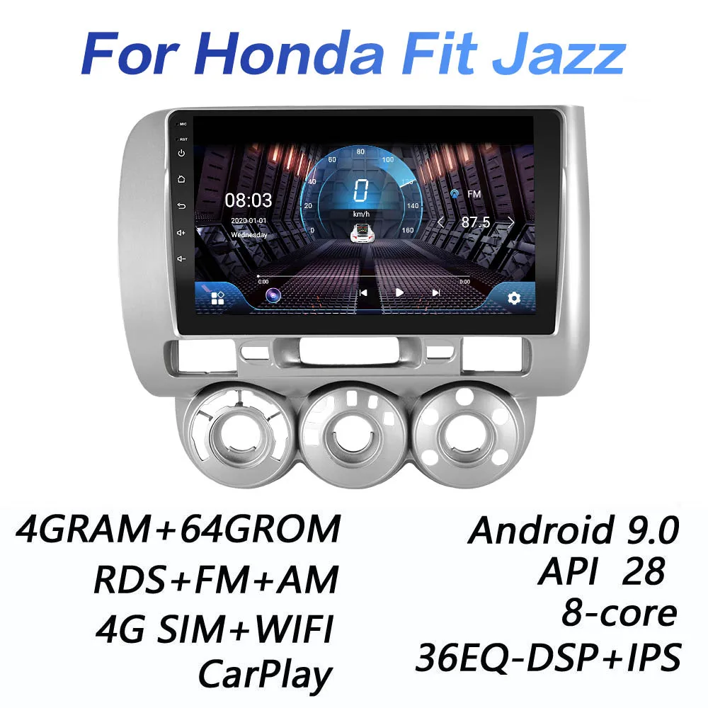 4GRAM + 64GROM для HONDA JAZZ City 2002 2003 2004 2005 2006 2007 DSP 2 din Android 9 0 4G NET Car Radio Multimedia Video Player