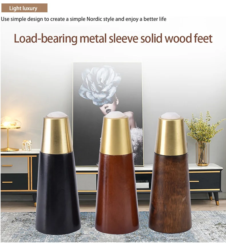 Description Picture 4 of item4pcs Solid Wood Table Legs for Furniture Wooden Metal Sofa Bed Chair Cabinet Support Hardware Replacement Luxury Dressers Desk