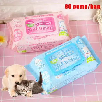 

80Pcs Pet Dogs Cat Wet Tissue Wipes Cleaning Napkin Stain Remover Towelette Pets Eye Supplies