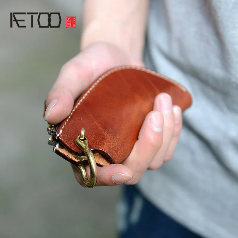 AETOO кожаная сумка для ключей ручной работы, мужская кожаная сумка для ключей